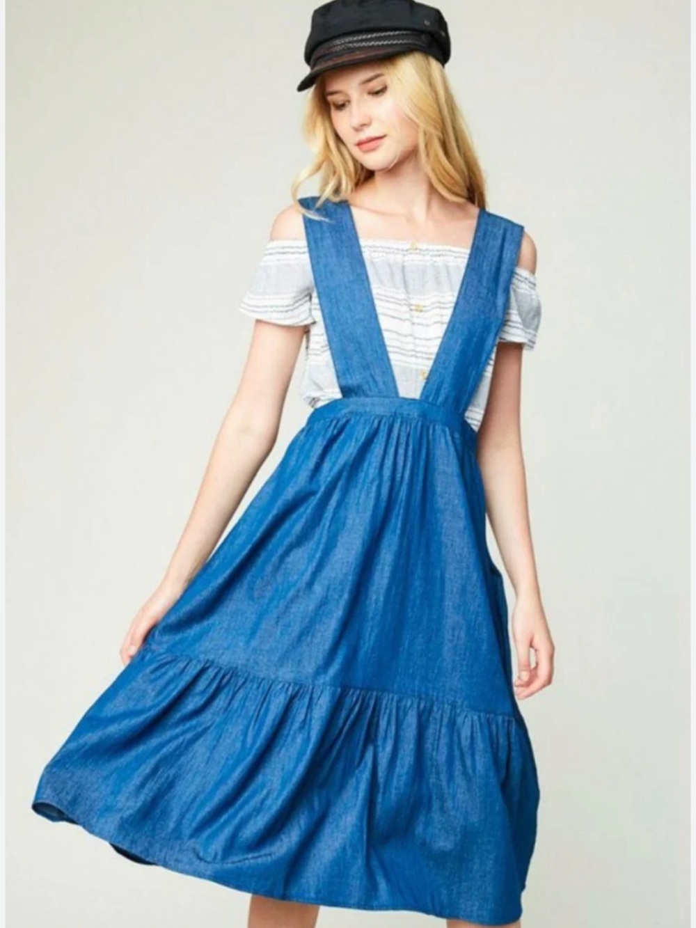Hayden Blue Denim Midi Bib Dress